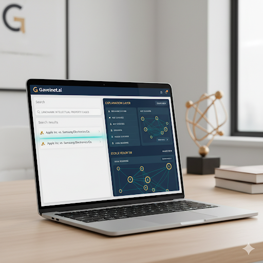 Screenshot of Gavelnet.ai hybrid AI legal research interface